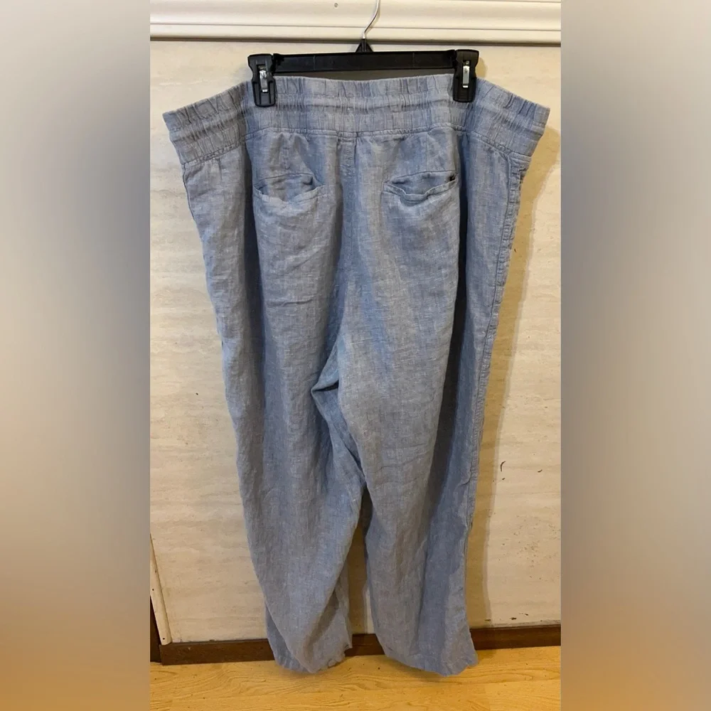 Athleta Cabo Linen Wide Leg Pants Chambray Color 100% Linen - Picture 7 of 12